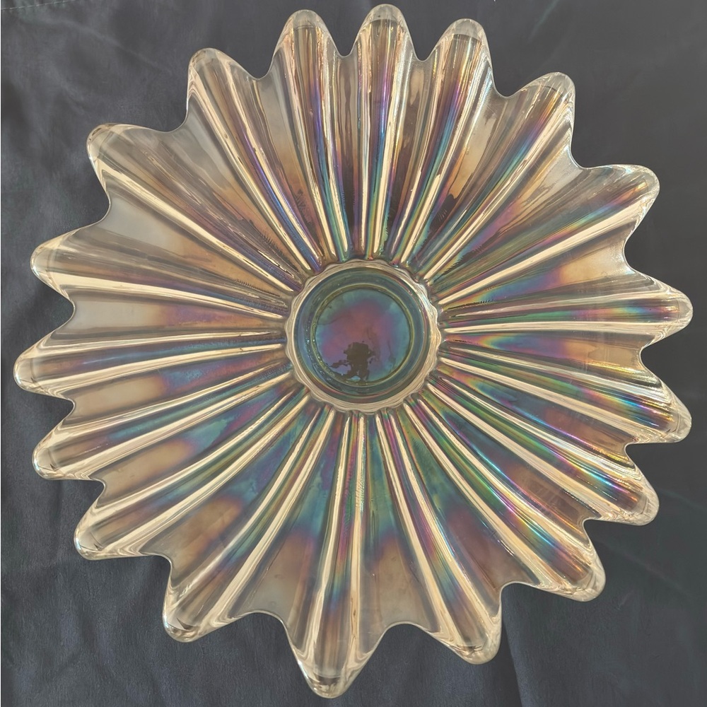 Iridescent Glass Decorative Scalloped Bowl